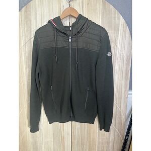 Moncler MAGLIONE TRICOT CARDIGAN KNITTED size XL GREEN with puffer top